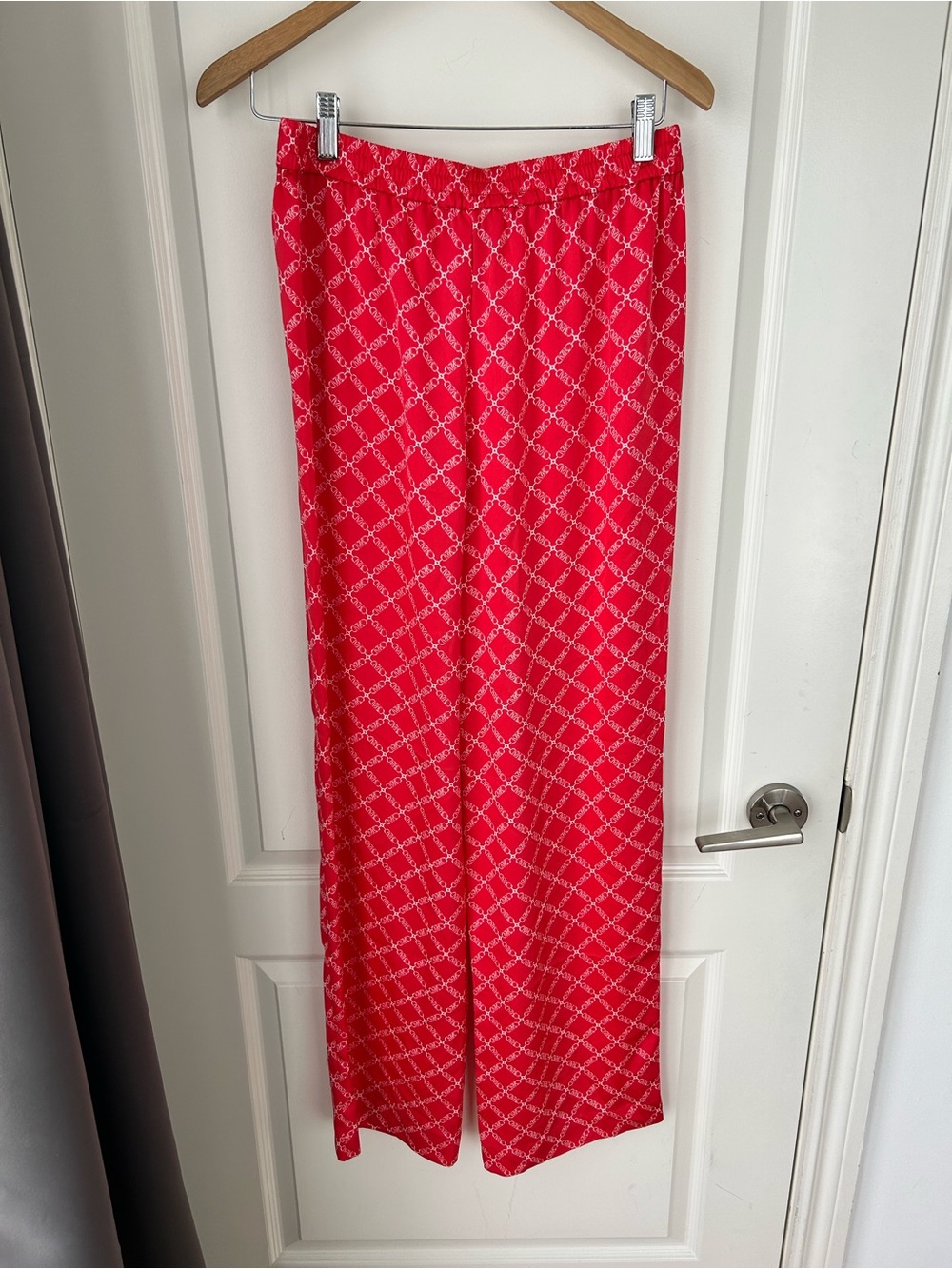 MICHAEL Michael Kors Red and White Patterned silk-like pants